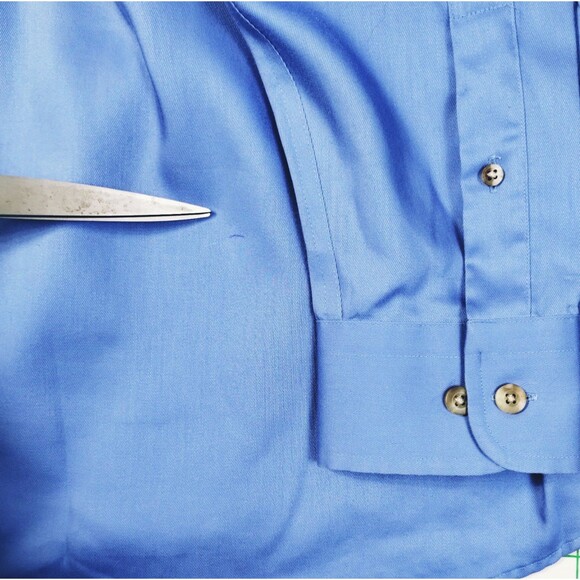 Lands' End Shirt Men's M Button Up Down Long Sleeve Pocket Blue Career Basic - Picture 10 of 11